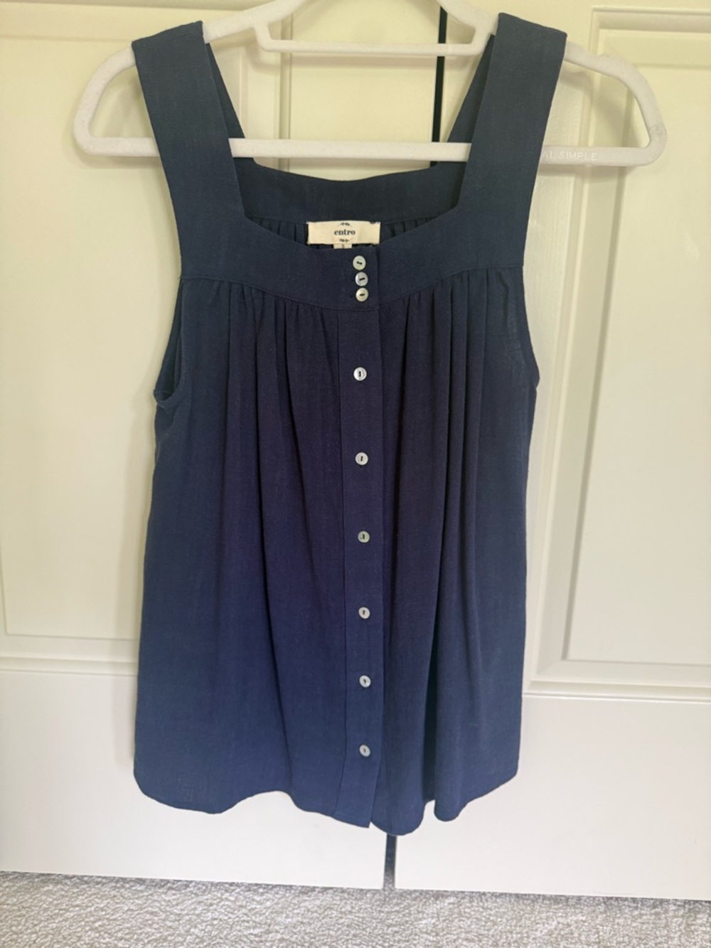 entro Navy Button-Front Blouse